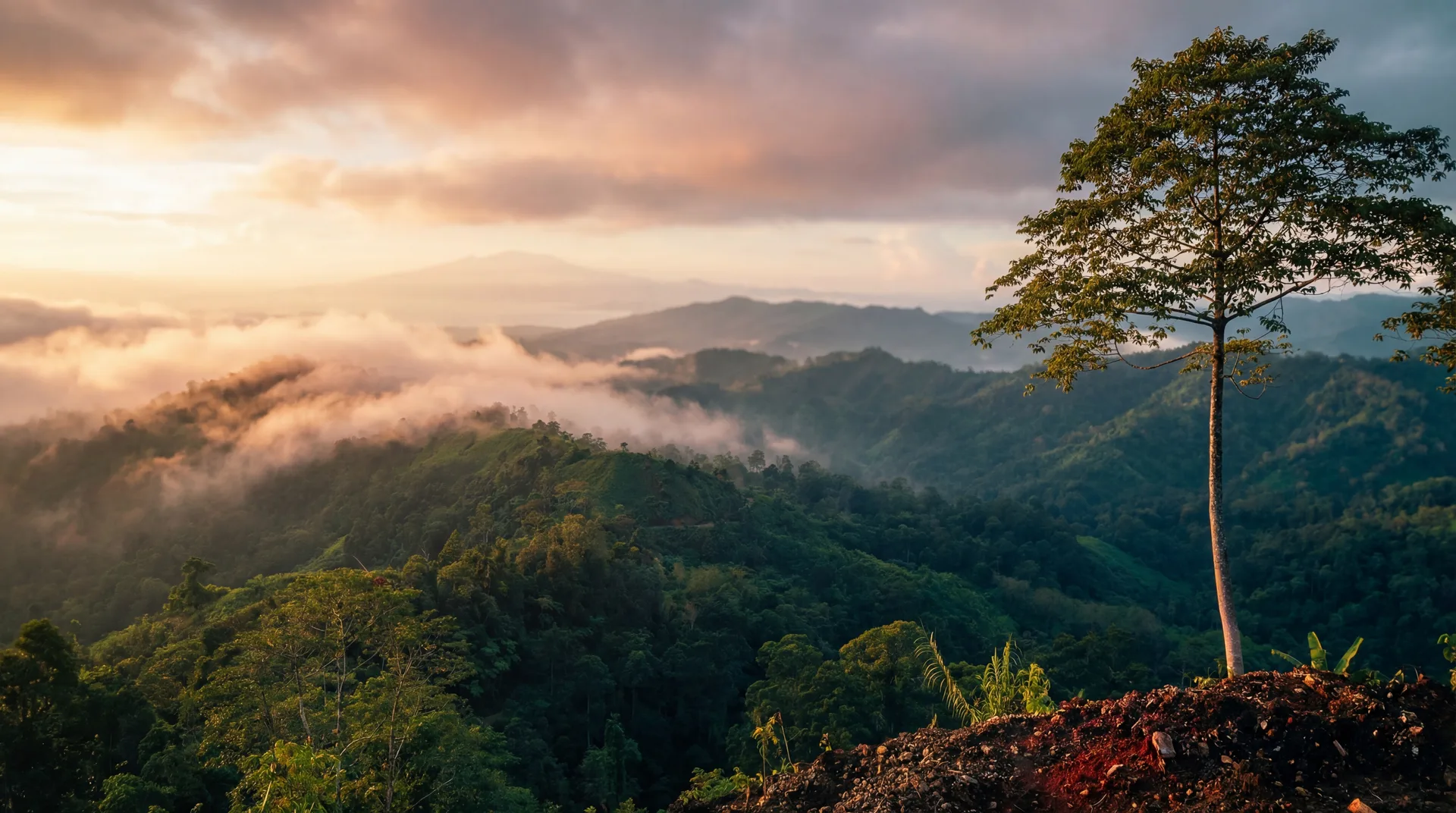 Davao Oriental — tropical mountains at golden hour